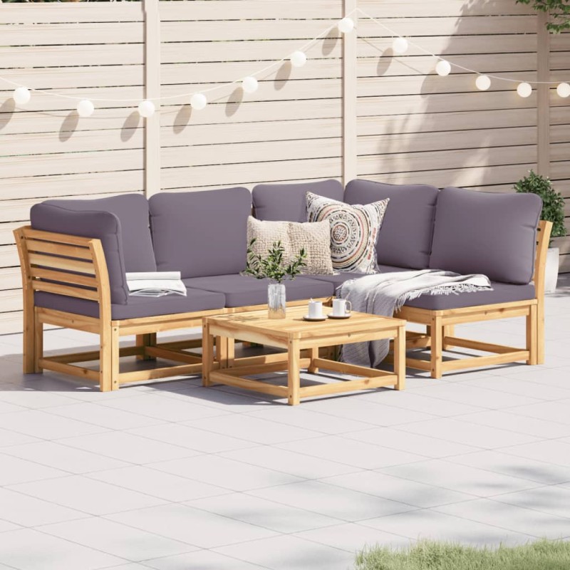 vidaXL Juego de muebles jardín 5 pzas con cojines madera maciza acacia vidaXL Juego de muebles jardín 5 pzas con cojines madera maciza acacia