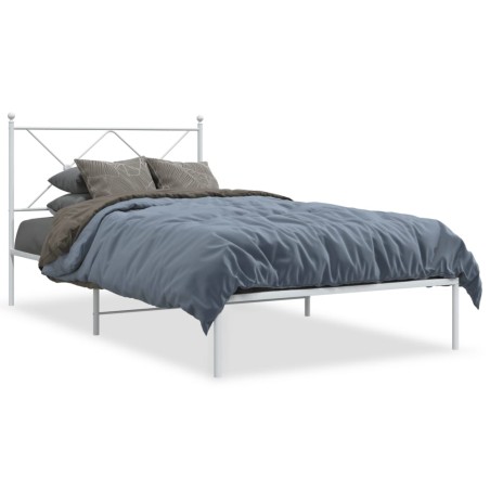 vidaXL Estructura de cama de metal con cabecero blanco 100x190 cm