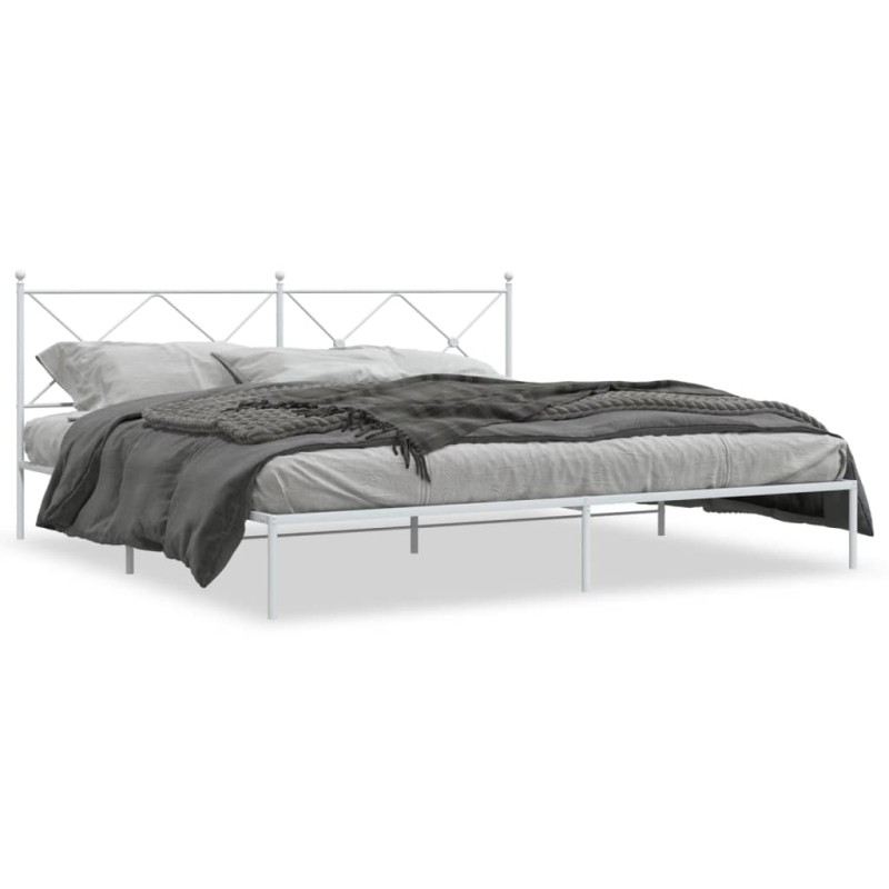 vidaXL Estructura de cama con cabecero metal blanca 200x200 cm vidaXL Estructura de cama con cabecero metal blanca 200x200 cm