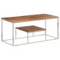 vidaXL Mesa de centro acero inoxidable y madera maciza acacia plateado vidaXL Mesa de centro acero inoxidable y madera maciza acacia plateado