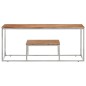 vidaXL Mesa de centro acero inoxidable y madera maciza acacia plateado vidaXL Mesa de centro acero inoxidable y madera maciza acacia plateado
