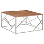 vidaXL Mesa de centro acero inoxidable y madera maciza acacia plateado vidaXL Mesa de centro acero inoxidable y madera maciza acacia plateado