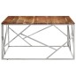 vidaXL Mesa de centro acero inoxidable y madera maciza acacia plateado vidaXL Mesa de centro acero inoxidable y madera maciza acacia plateado