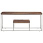 vidaXL Mesa de centro acero inoxidable madera maciza traviesa plateado vidaXL Mesa de centro acero inoxidable madera maciza traviesa plateado