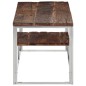 vidaXL Mesa de centro acero inoxidable madera maciza traviesa plateado vidaXL Mesa de centro acero inoxidable madera maciza traviesa plateado