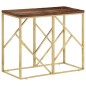 vidaXL Mesa consola acero inoxidable madera maciza traviesa dorado vidaXL Mesa consola acero inoxidable madera maciza traviesa dorado