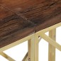 vidaXL Mesa consola acero inoxidable madera maciza traviesa dorado vidaXL Mesa consola acero inoxidable madera maciza traviesa dorado