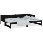 vidaXL Sofá cama extraíble madera maciza de pino negro 2x(90x200) cm