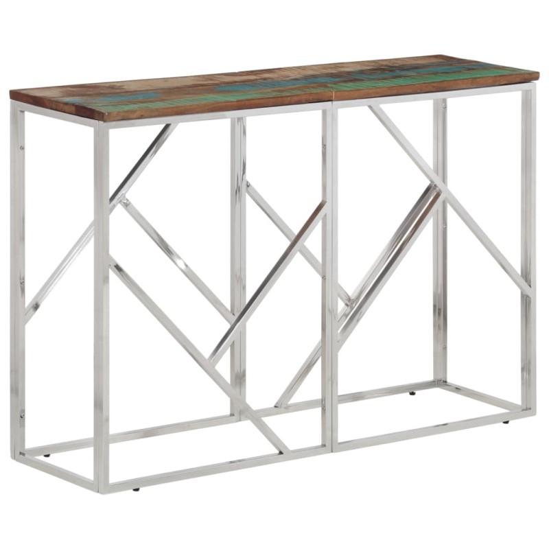 vidaXL Mesa consola acero inoxidable madera maciza reciclada plateada vidaXL Mesa consola acero inoxidable madera maciza reciclada plateada