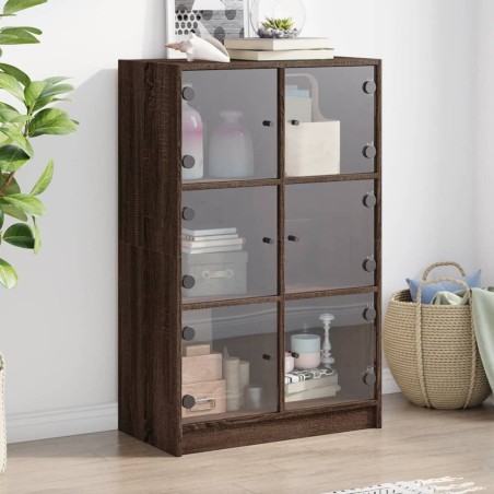 vidaXL Aparador alto con puertas madera roble marrón 68x37x109 cm