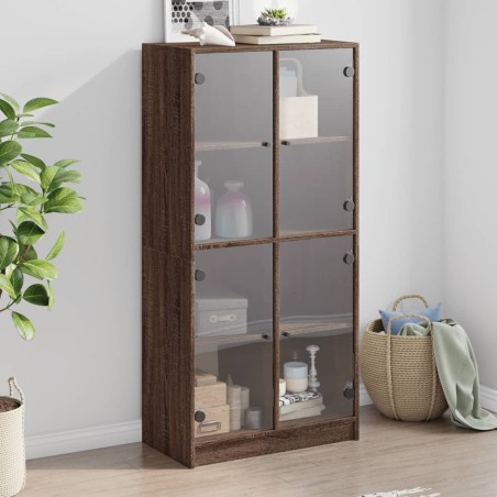 vidaXL Aparador alto con puertas madera roble marrón 68x37x142 cm
