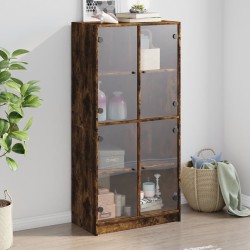 vidaXL Aparador alto con puertas madera roble ahumado 68x37x142 cm