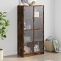 vidaXL Aparador alto con puertas madera roble ahumado 68x37x142 cm vidaXL Aparador alto con puertas madera roble ahumado 68x37x142 cm