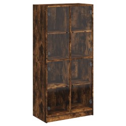 vidaXL Aparador alto con puertas madera roble ahumado 68x37x142 cm