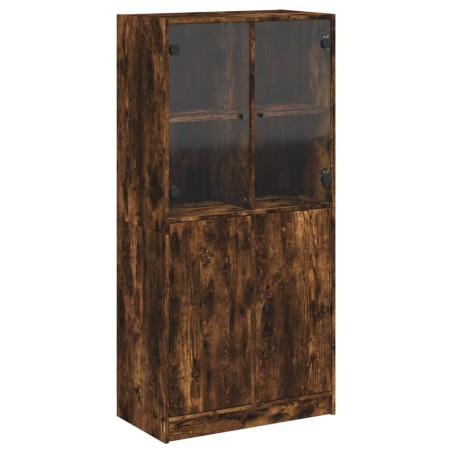 vidaXL Aparador alto con puertas madera roble ahumado 68x37x142 cm