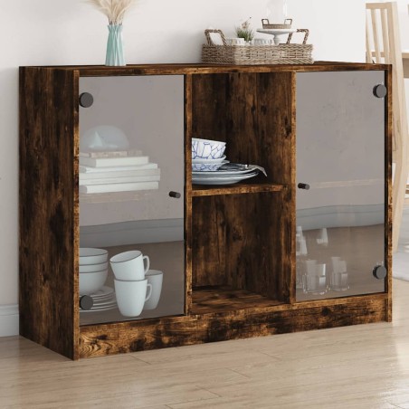 vidaXL Aparador madera de ingeniería roble ahumado 102x37x75,5 cm