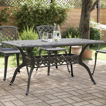 vidaXL Mesa de jardín aluminio fundido negro 150x90x72 cm