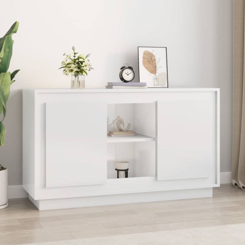 vidaXL Aparador de madera contrachapada blanco brillante 102x35x60 cm vidaXL Aparador de madera contrachapada blanco brillante 102x35x60 cm
