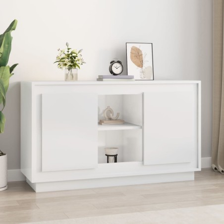 vidaXL Aparador de madera contrachapada blanco brillante 102x35x60 cm