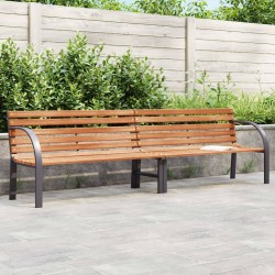 vidaXL Banco de jardín madera acero con recubrimiento en polvo marrón