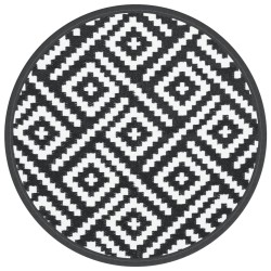 vidaXL Alfombra de exterior PP blanco y negro Ø200 cm