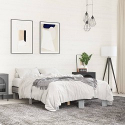 vidaXL Estructura cama madera ingeniería metal gris Sonoma 120x190 cm