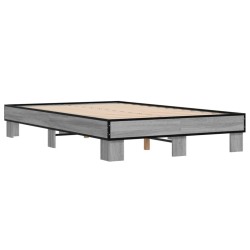 vidaXL Estructura cama madera ingeniería metal gris Sonoma 120x190 cm