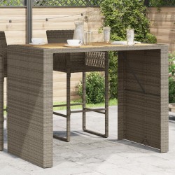 vidaXL Mesa de jardín superficie de madera ratán PE gris 145x80x110 cm