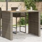 vidaXL Mesa de jardín superficie de madera ratán PE gris 145x80x110 cm