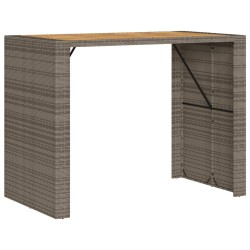 vidaXL Mesa de jardín superficie de madera ratán PE gris 145x80x110 cm