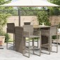 vidaXL Mesa de jardín superficie de madera ratán PE gris 145x80x110 cm