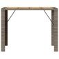 vidaXL Mesa de jardín superficie de madera ratán PE gris 145x80x110 cm