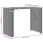 vidaXL Mesa de jardín superficie de madera ratán PE gris 145x80x110 cm