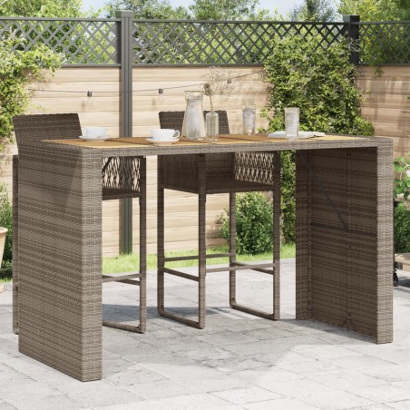 vidaXL Mesa de jardín superficie de madera ratán PE gris 185x80x110 cm