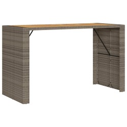 vidaXL Mesa de jardín superficie de madera ratán PE gris 185x80x110 cm