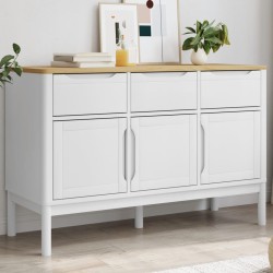 vidaXL Aparador FLORO madera maciza de pino blanco 114x43x74 cm