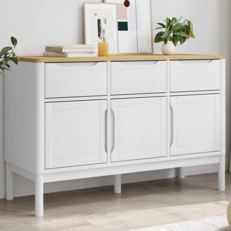 vidaXL Aparador FLORO madera maciza de pino blanco 114x43x74 cm