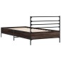 vidaXL Estructura cama madera ingeniería metal roble marrón 75x190 cm vidaXL Estructura cama madera ingeniería metal roble marrón 75x190 cm