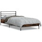 vidaXL Estructura cama madera ingeniería metal roble humo 75x190 cm vidaXL Estructura cama madera ingeniería metal roble humo 75x190 cm