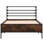 vidaXL Estructura cama madera ingeniería metal roble humo 75x190 cm vidaXL Estructura cama madera ingeniería metal roble humo 75x190 cm
