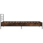 vidaXL Estructura cama madera ingeniería metal roble humo 75x190 cm vidaXL Estructura cama madera ingeniería metal roble humo 75x190 cm