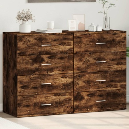 vidaXL Aparadores 2 uds madera de ingeniería roble ahumado 60x39x80 cm