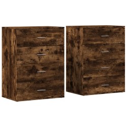 vidaXL Aparadores 2 uds madera de ingeniería roble ahumado 60x39x80 cm