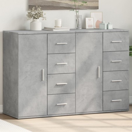 vidaXL Aparadores 2 uds madera de ingeniería gris hormigón 59x39x80 cm