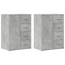 vidaXL Aparadores 2 uds madera de ingeniería gris hormigón 59x39x80 cm