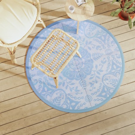 vidaXL Alfombra de exterior PP azul celeste Ø120 cm