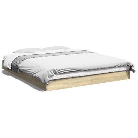 vidaXL Estructura de cama madera de ingeniería roble Sonoma 160x200 cm