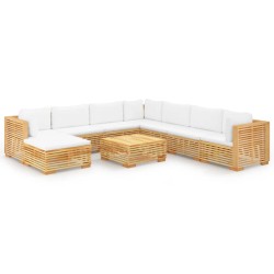 vidaXL Juego muebles de jardín 9 piezas y cojines madera maciza teca