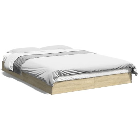 vidaXL Estructura de cama madera de ingeniería roble Sonoma 140x190 cm