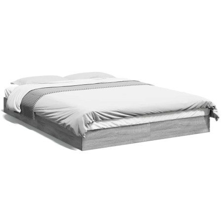 vidaXL Estructura de cama madera de ingeniería gris Sonoma 140x190 cm